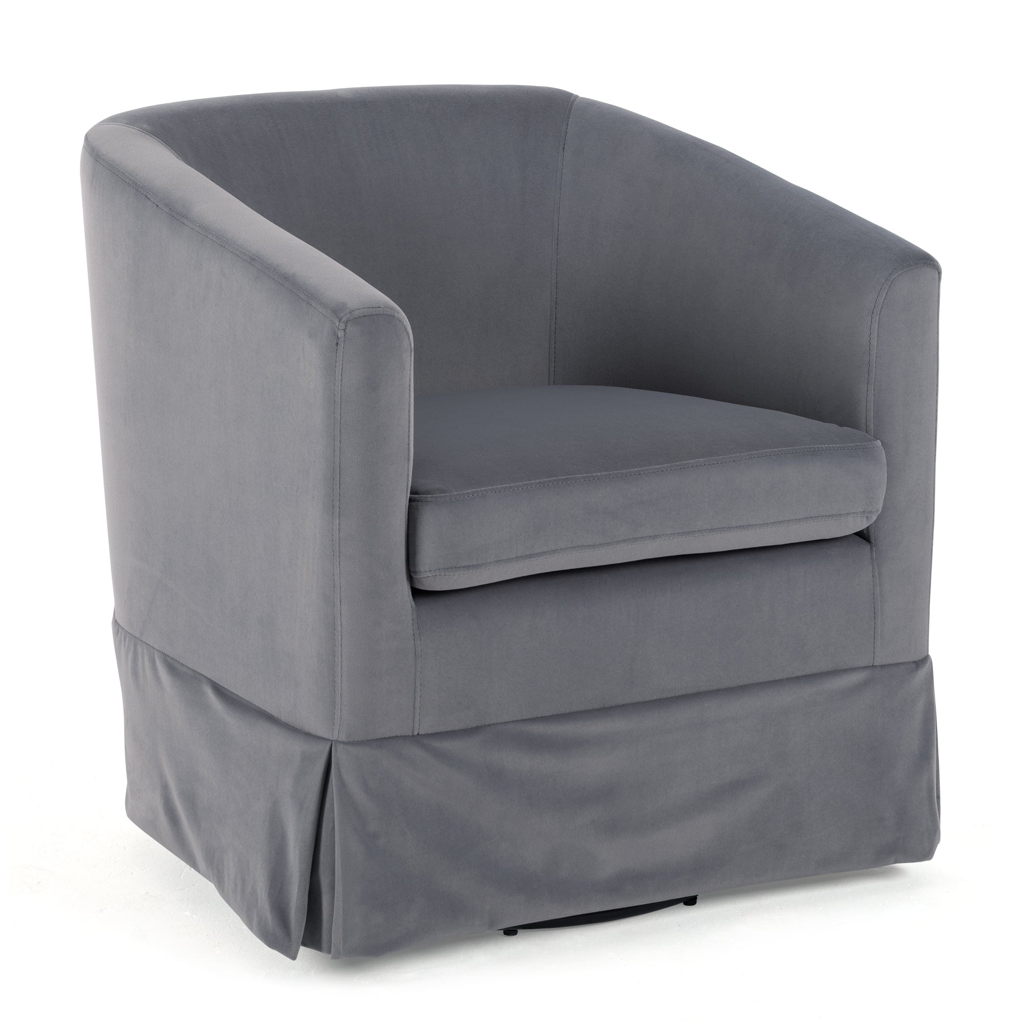 Gray Velvet Swivel Chair with 360-Degree Rotation and Comfortable Cushions