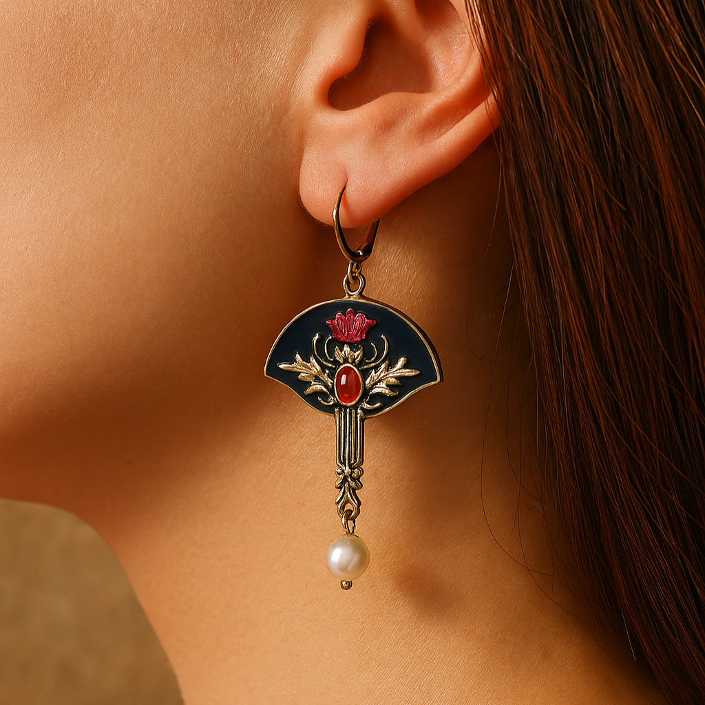Chic Red Pearl Boho Earrings