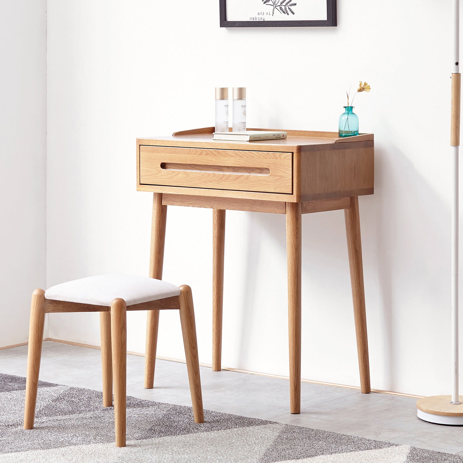 Dresser Bistro Table 100% Solid Wood Compact Storage In Oak