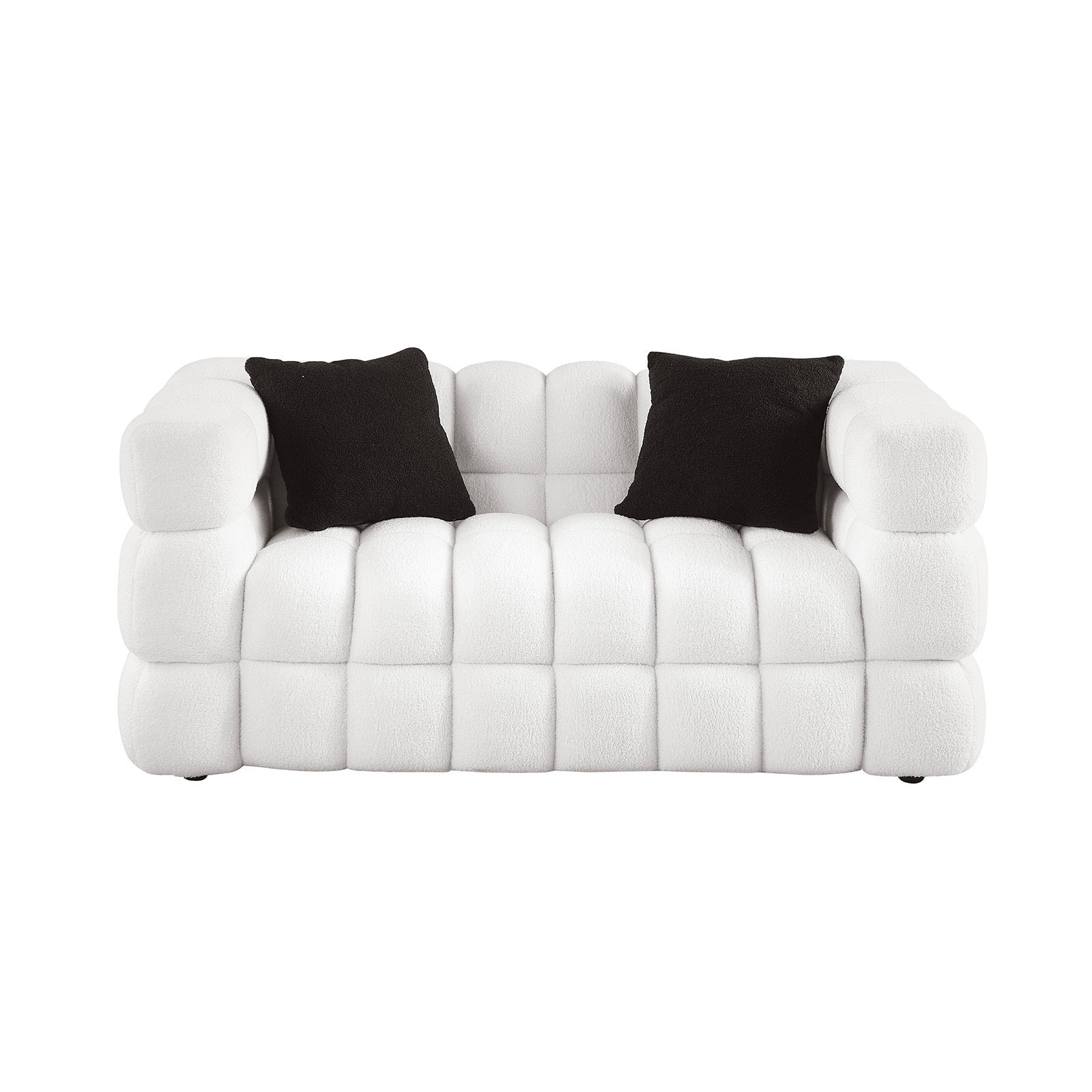 White Boucle 5-Seater Marshmallow Loveseat Sofa