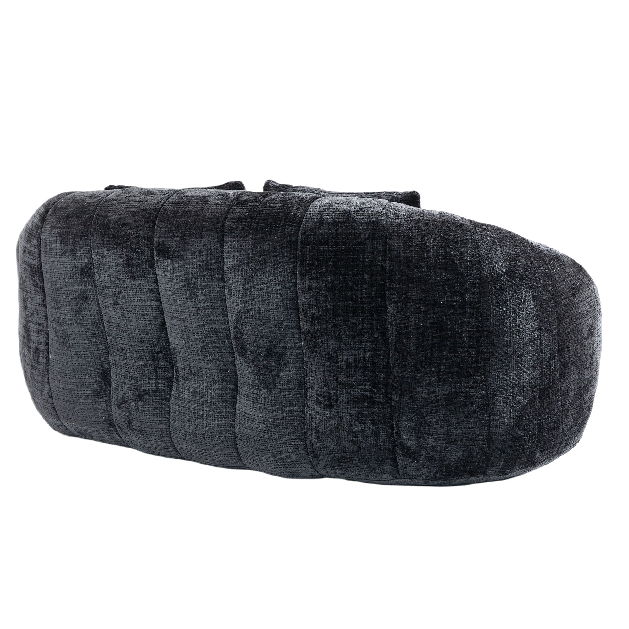 Comfortable High-Back Bean Bag Sofa in Black Chenille