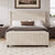 Modern Queen Size Cream Corduroy Upholstered Platform Bed Frame With High Headboard