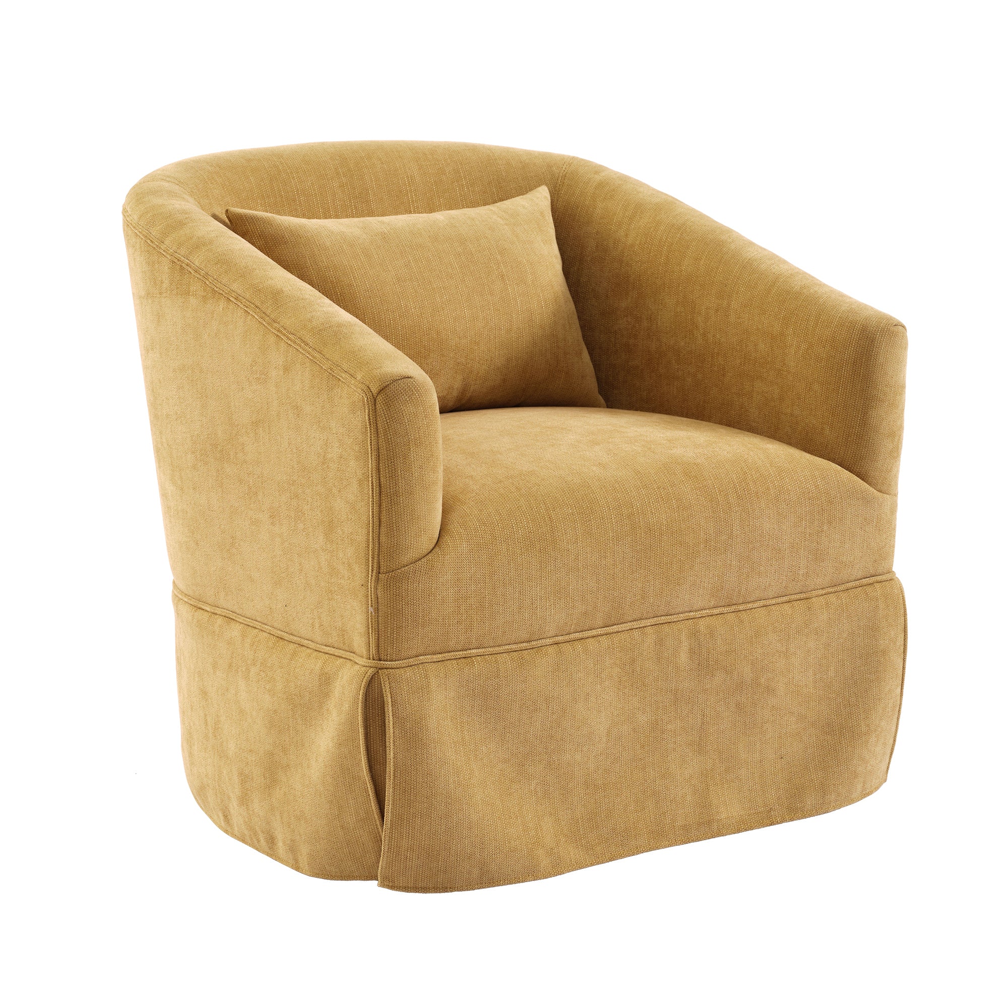 Mustard Yellow Upholstered Swivel Accent Armchair