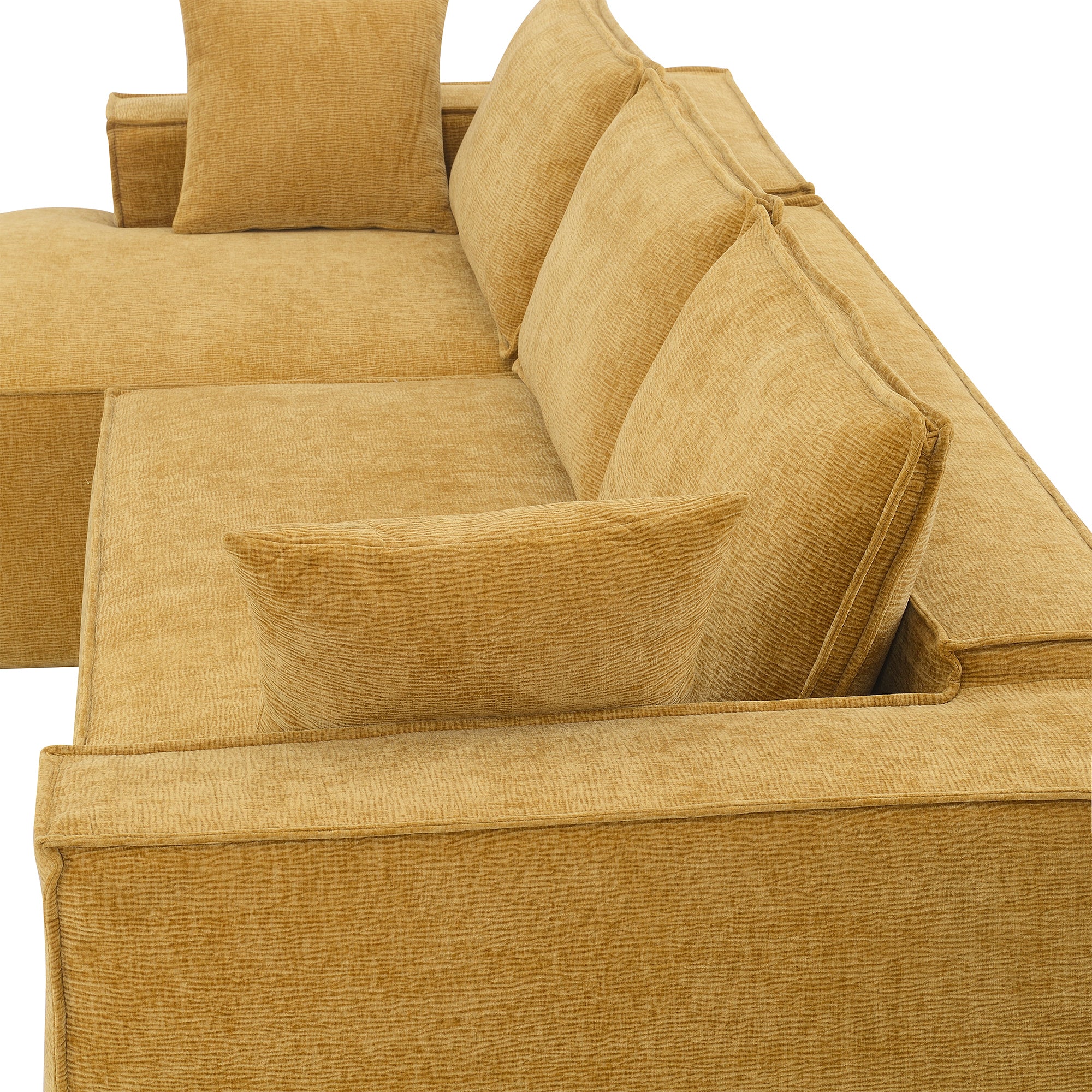 Cairo 4-Seat Modular Wrinkle-Resistant Chenille Sofa in Yellow