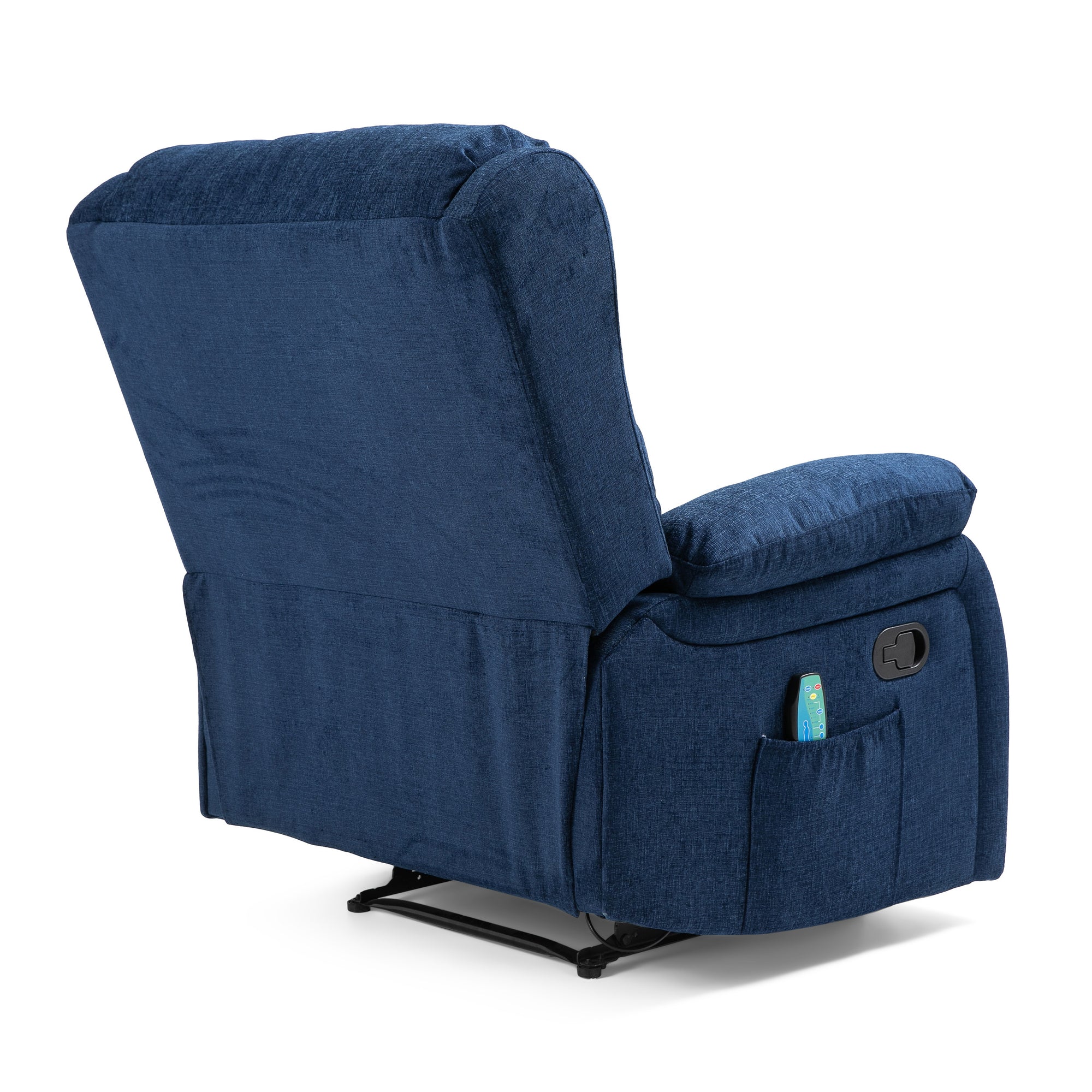 Navy Blue Fabric Heat & Massage Recliner