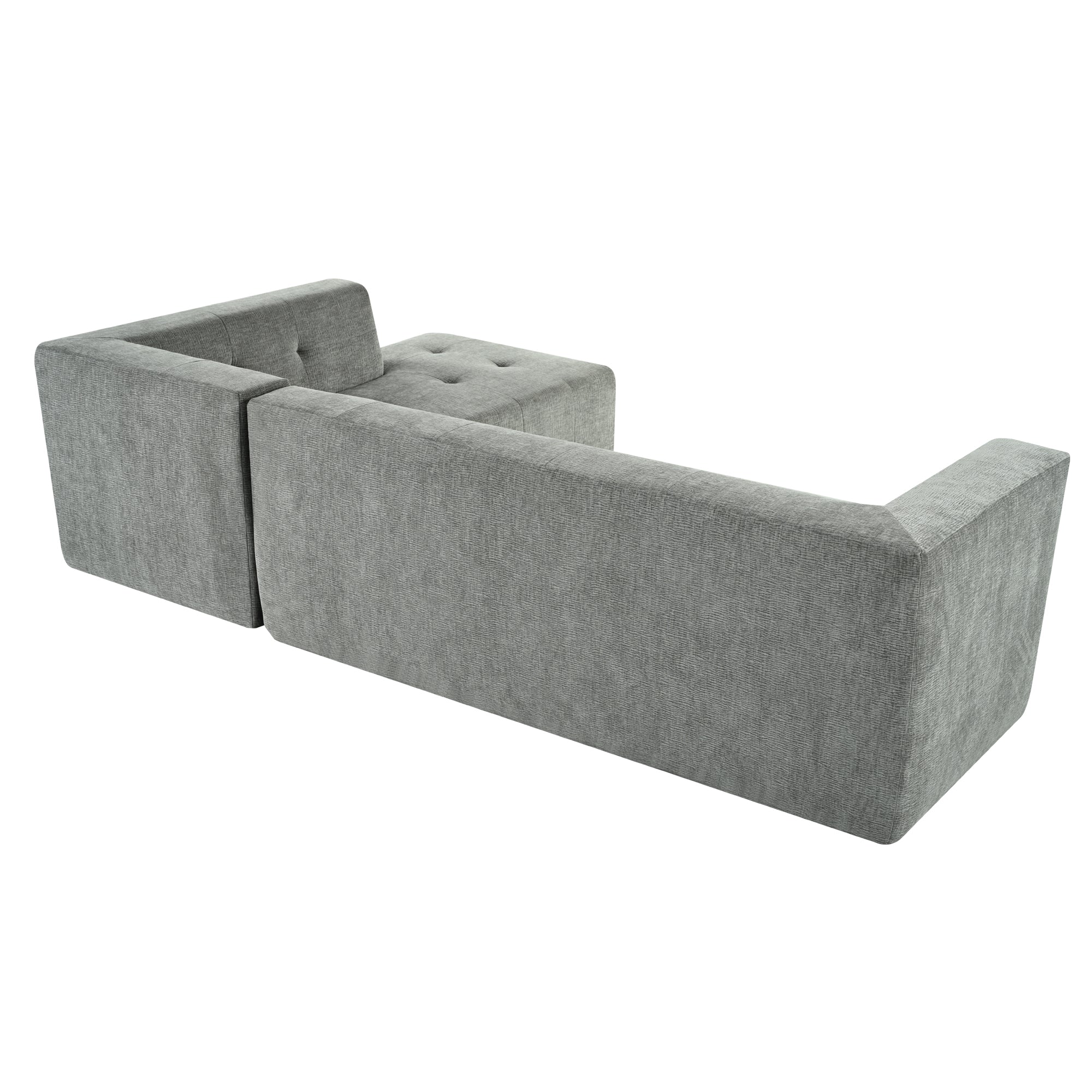 Mombasa 3-Seat Chenille Sofa in Light Gray