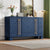 Wood Sideboard Buffet Cabinet with Storage and Gold Handles for Kitchen and Dining Room In Antique Navy