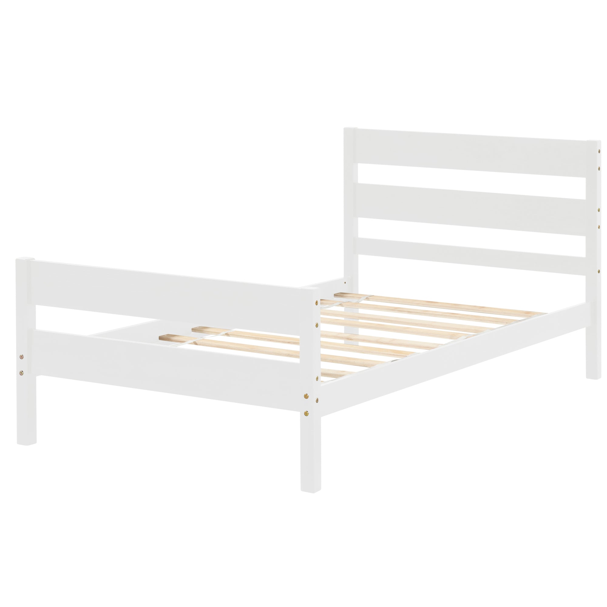 White Twin Bed with Headboard and Footboard