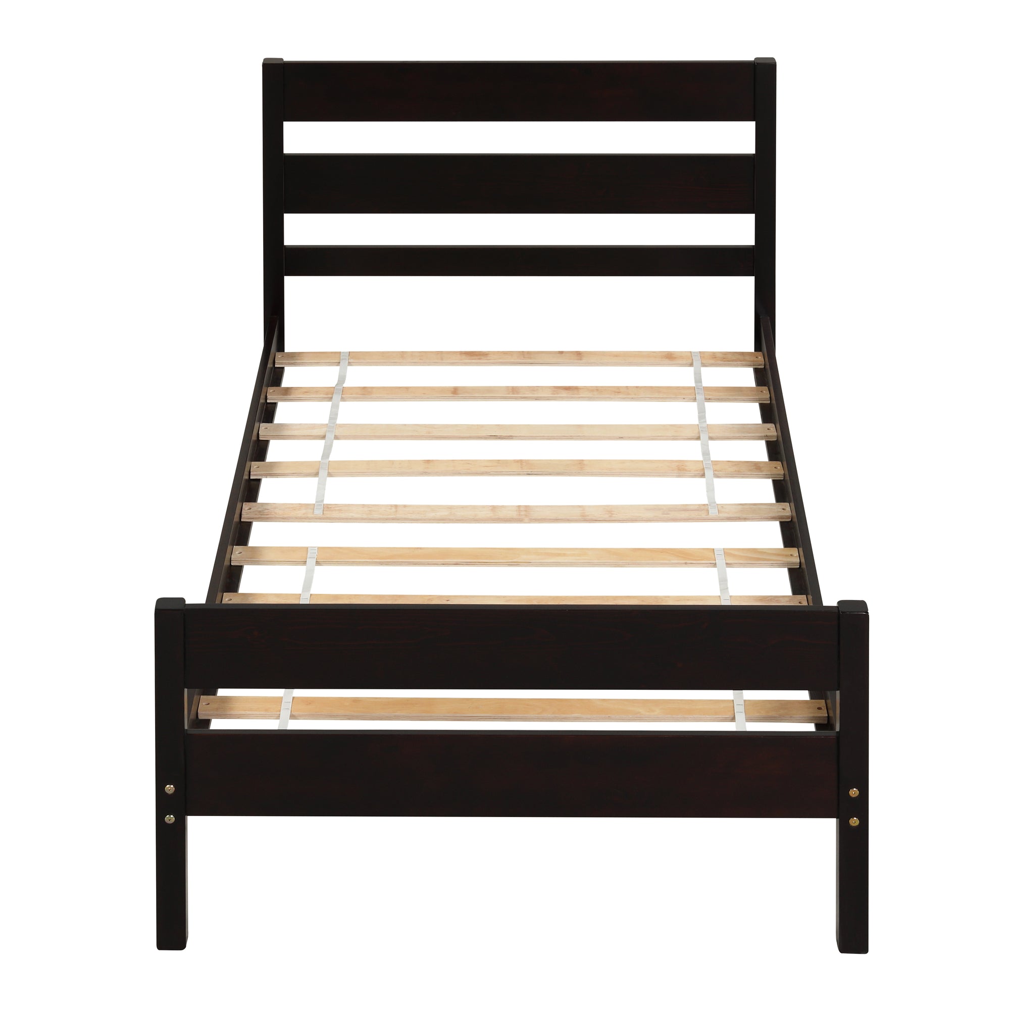 Espresso Tone Twin Bed with Headboard and Footboard