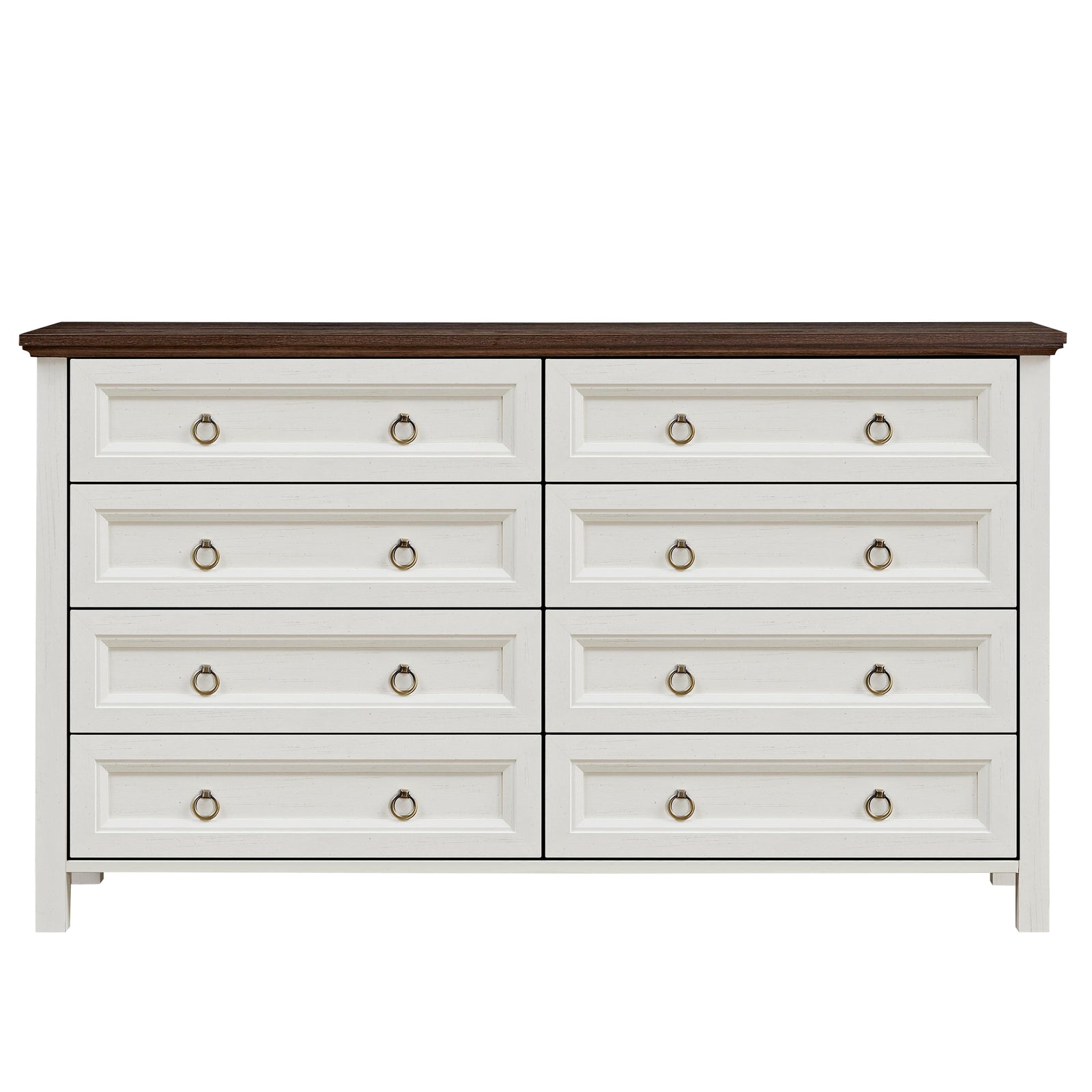 Nøordka Light Dresser Default 54" Rustic Walnut Farmhouse 8 Drawer Chest