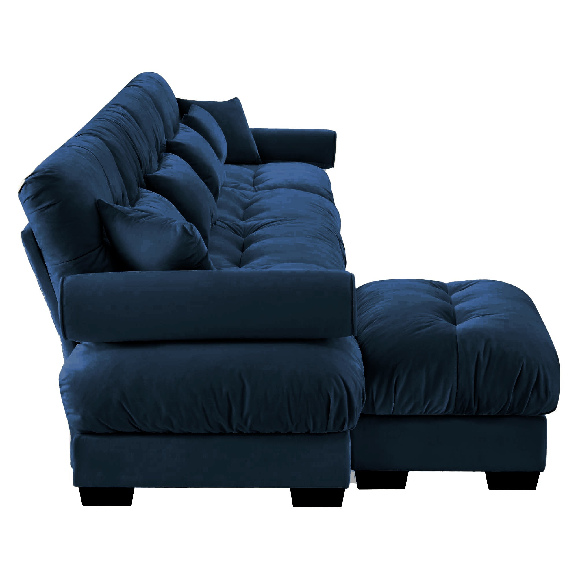 4-Seater Velvet Sofa with Bolster Arms - Blue