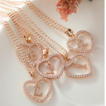 Load image into Gallery viewer, Crystal Initial Heart Necklace Heart Initial Pendant Necklace
