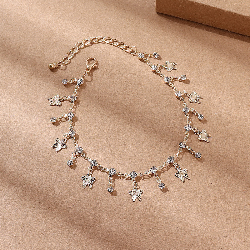 Butterfly tassel anklet zirconia anklet