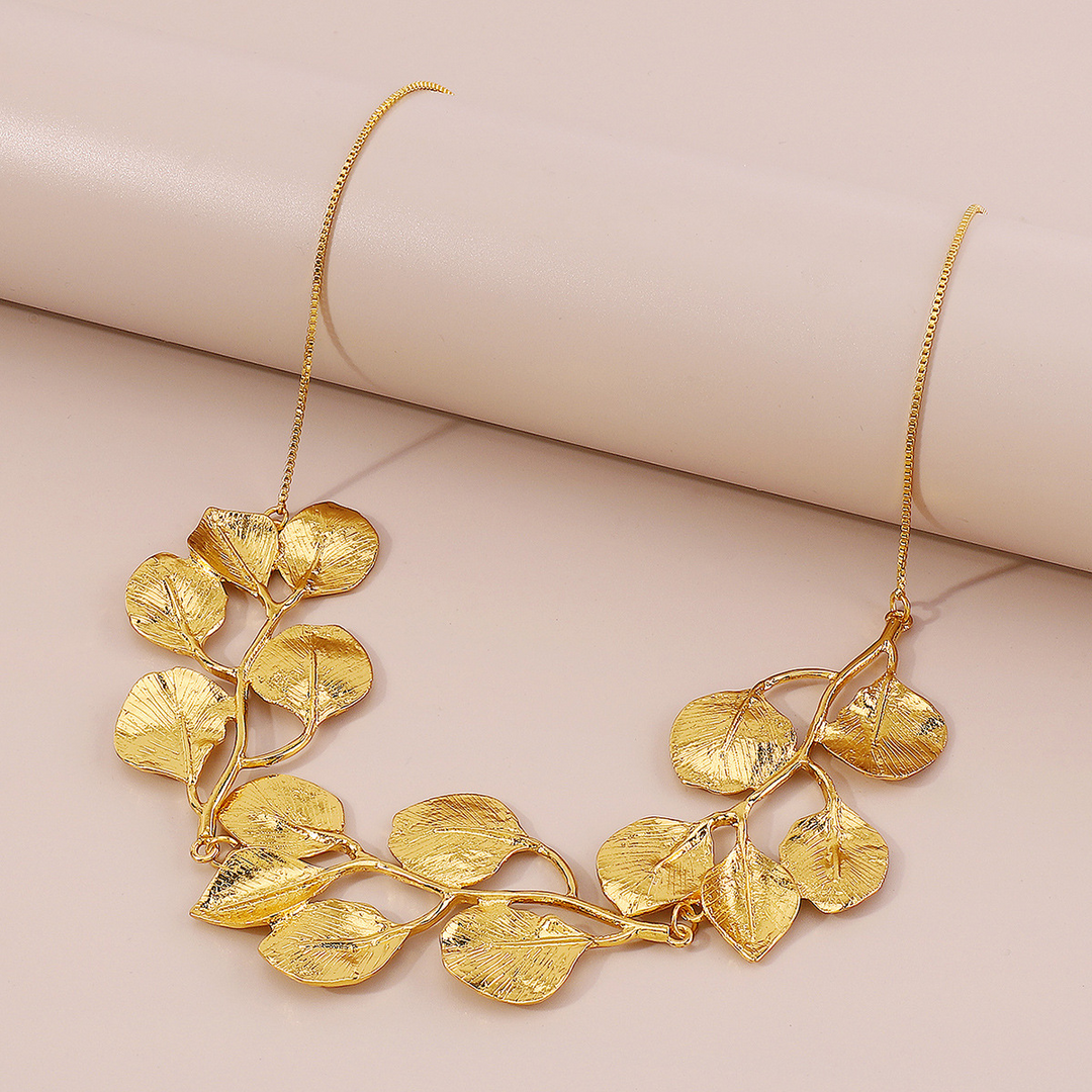Golden Leaf Vintage Fig Leaf Necklace