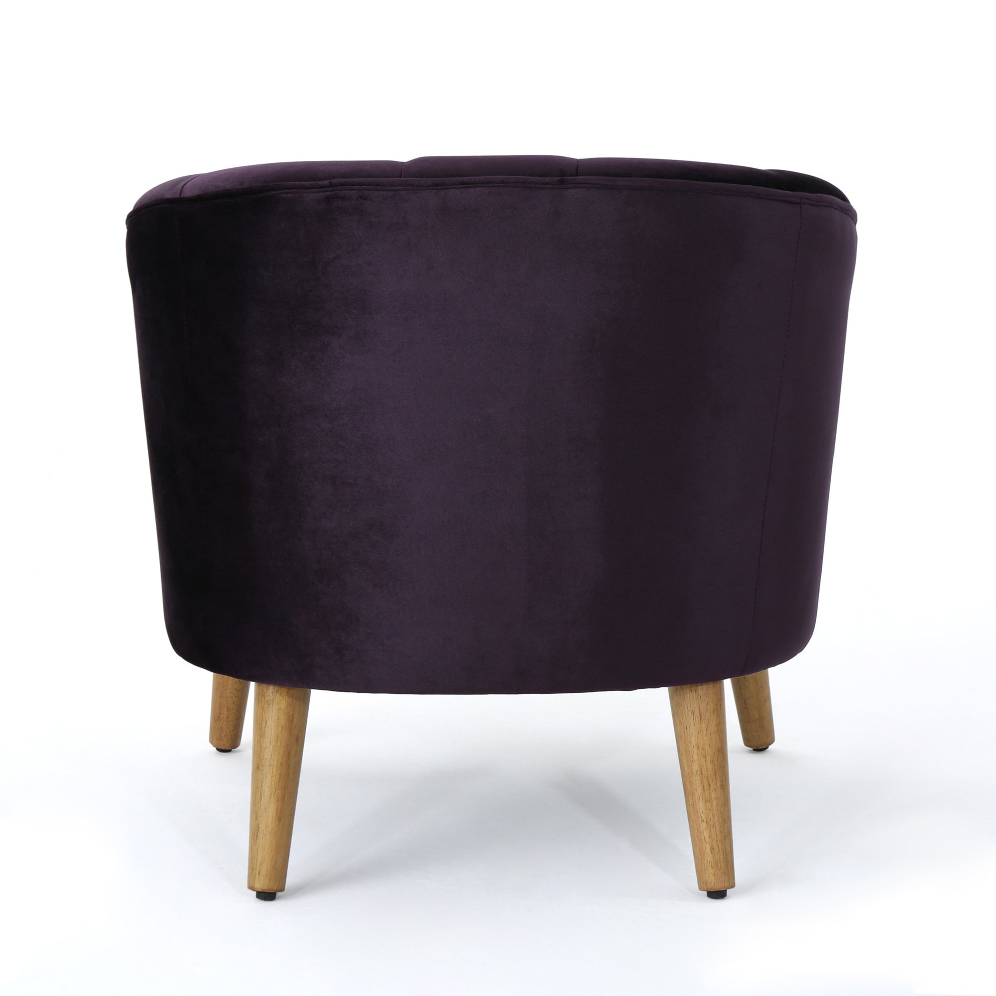 Blackberry Velvet Club Chair with Birch Wood Legs