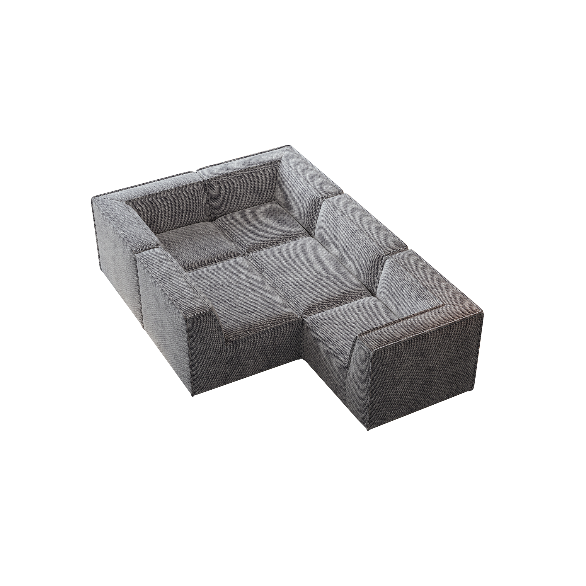 Kinshasa 5-Seat Modular Chenille Sofa in Gray