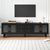 Retro Design TV Stand with Fluted Glass Doors for TVs Up to 78 In Black, Practical Media Console with 2 Drawers and Cabinets