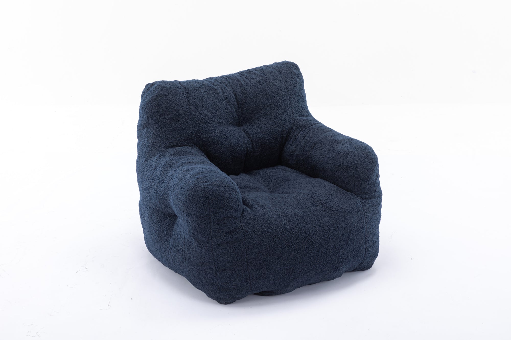 Soft Teddy Tufted Bean Bag Chair in Dark Blue