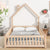 Natural Tone Full House-Shaped Headboard Floor Bed with Fence