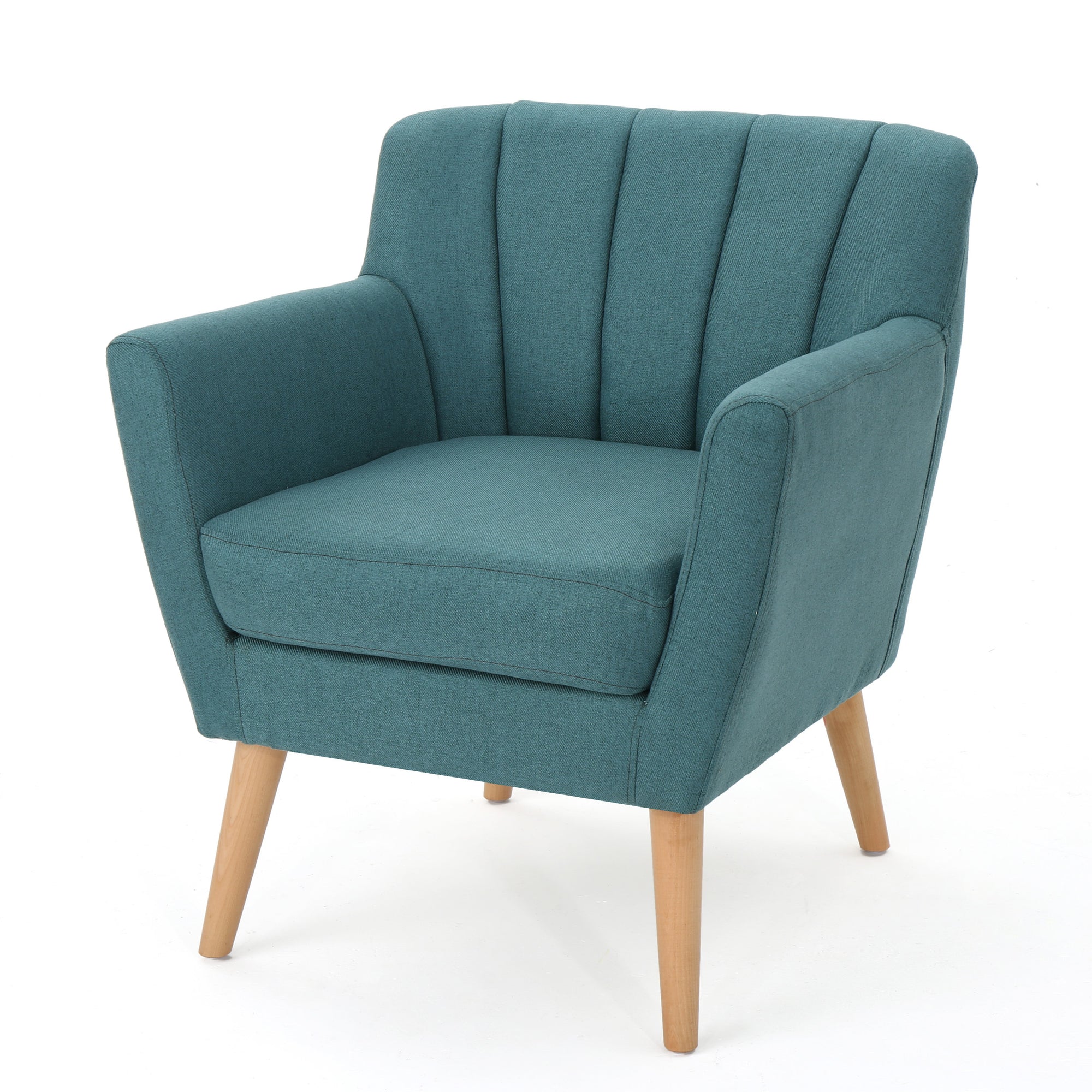 Mid Century Modern Club Chair In Dark Teal Fabric