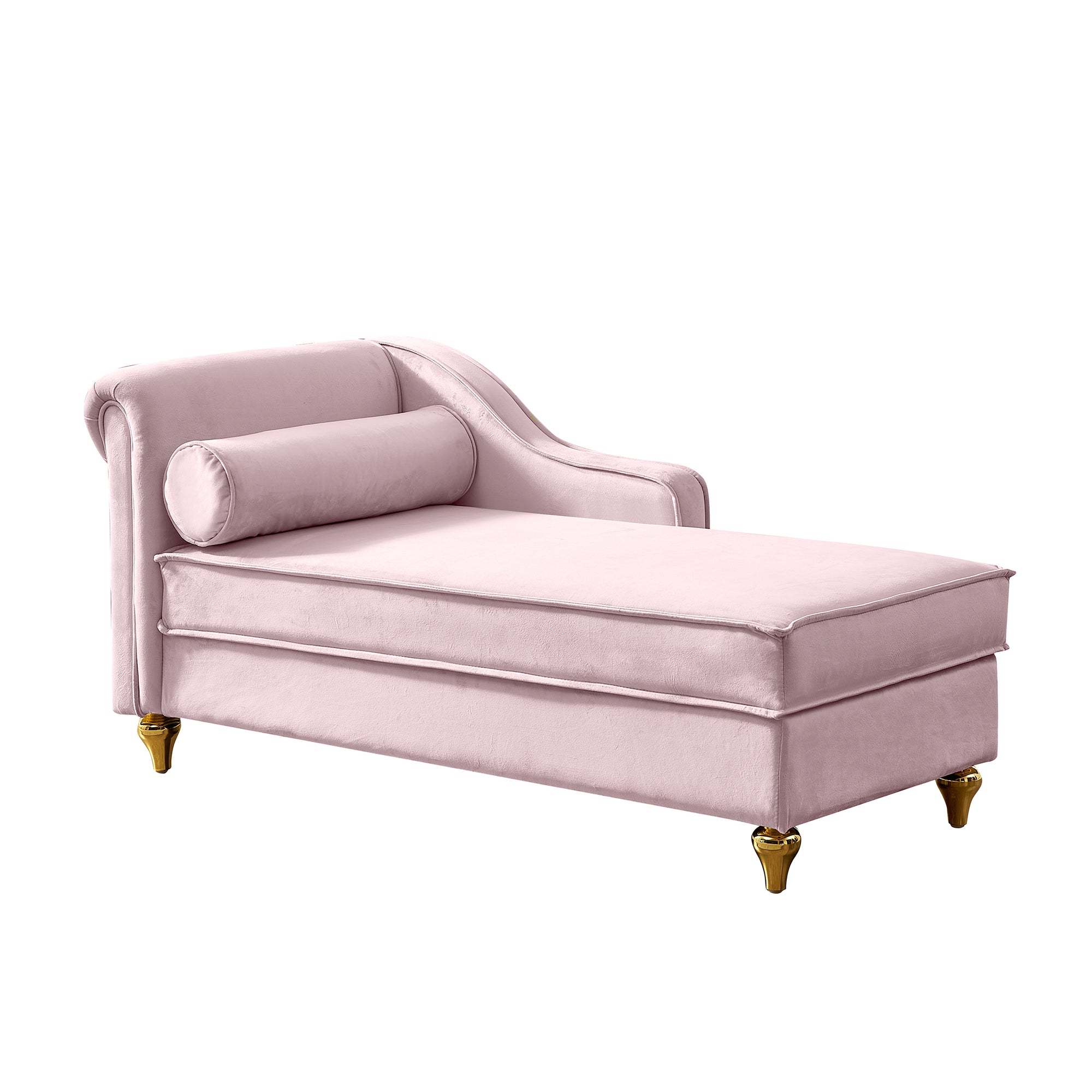 Modern Pink Velvet Chaise Lounge With Storage Compartment