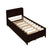 Twin Size Bed with Storage Integrated Headboard, Trundle & Drawers in Espresso