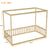 Natural Tone Twin Size Canopy Frame Floor Bed with Guardrails