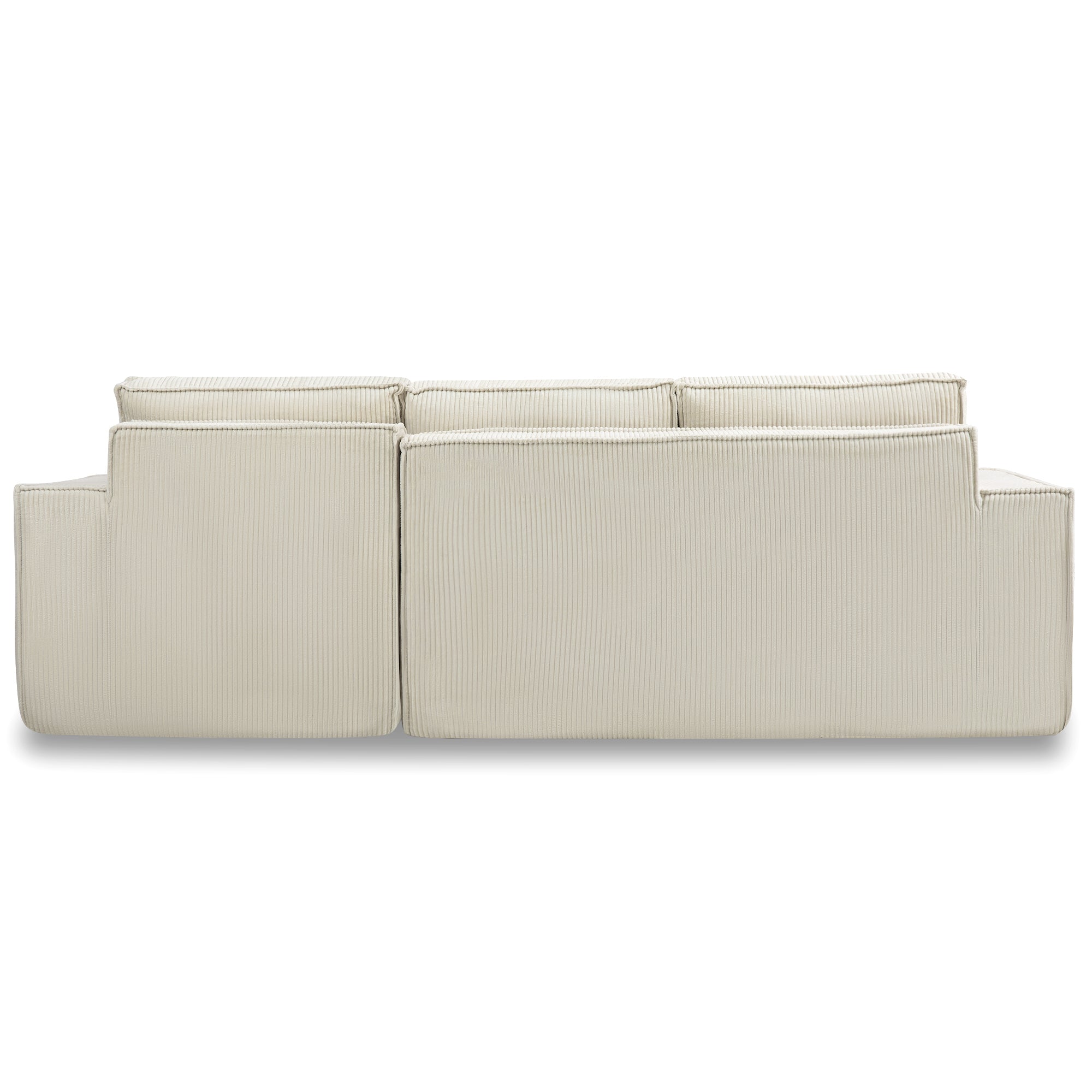 L-Shape Modular Sectional Sofa With Full-Foam Structure and Premium Corduroy Upholstery for Flexible Living Spaces In Beige