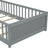 Gray Twin-Size Toddler Floor Platform Bed with Built-in Book Storage and Safety Guardrails