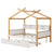 White and Natural Tone Full House Bed with Trundle and Bookshelf Storage