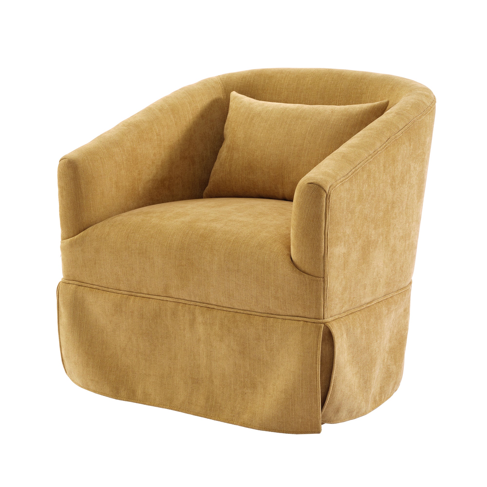 Mustard Yellow Upholstered Swivel Accent Armchair