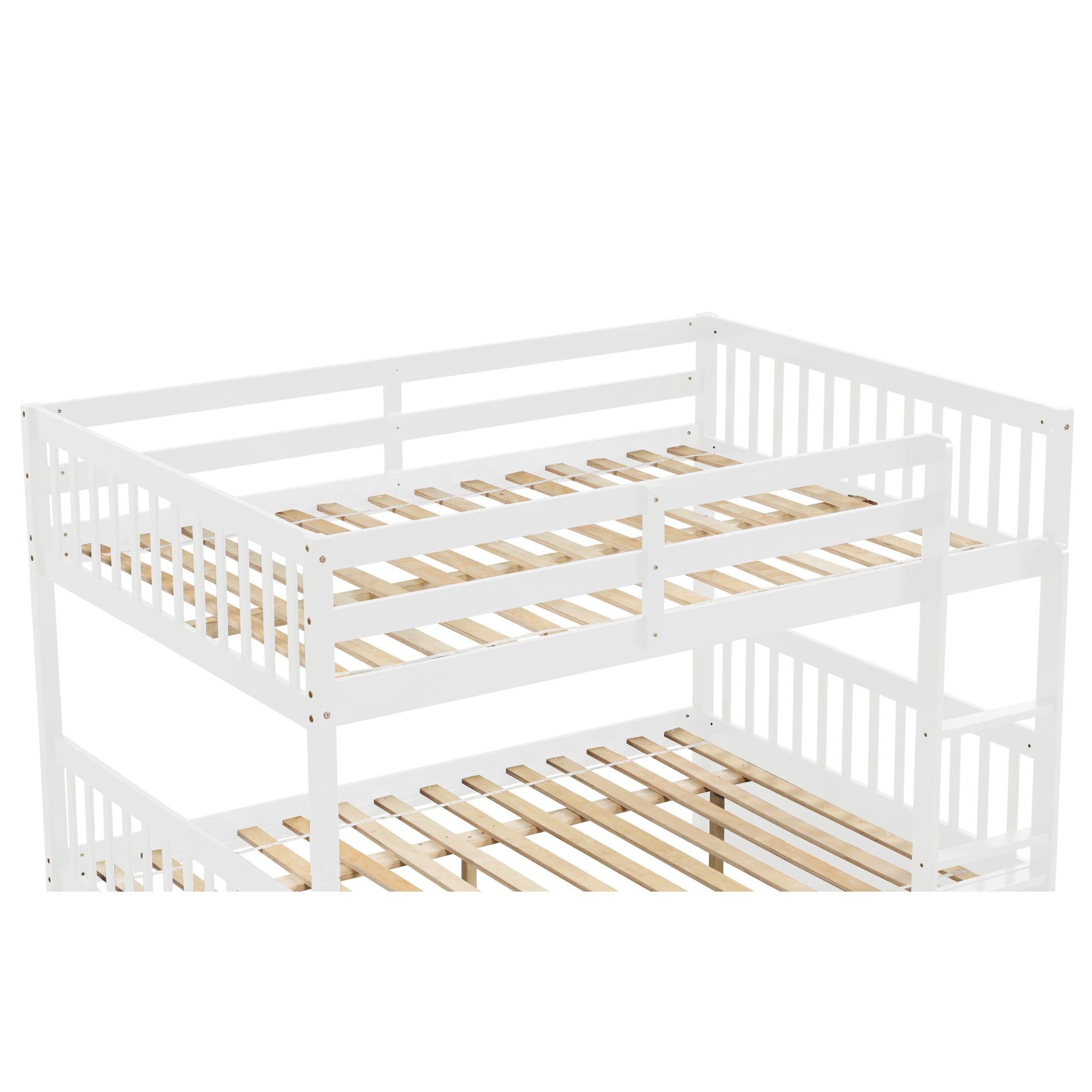 Convertible White Full Over Full Bunk Bed with Trundle