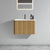 Striped Natural Oak Bathroom Vanity with White Ceramic Sink Wall Mounted Floating Design In White and Oak