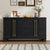 Wood Sideboard Buffet Cabinet with Storage and Adjustable Shelves In Black