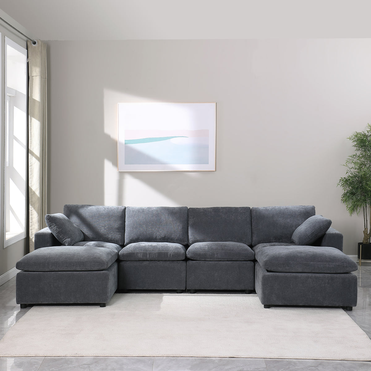 Montreal U-Shaped Modular Sofa in Grey