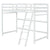 White Twin Size High Loft Bed with Inclined Ladder and Guardrails