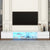 LED TV Stand for TVs Up to 105 Inch Faux Marble Media Console with Glass Doors In White