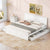 King Size Wooden Platform Bed with Four Storage Drawers and Support Legs In White