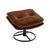 Brown Velvet Upholstered Chair with Ottoman