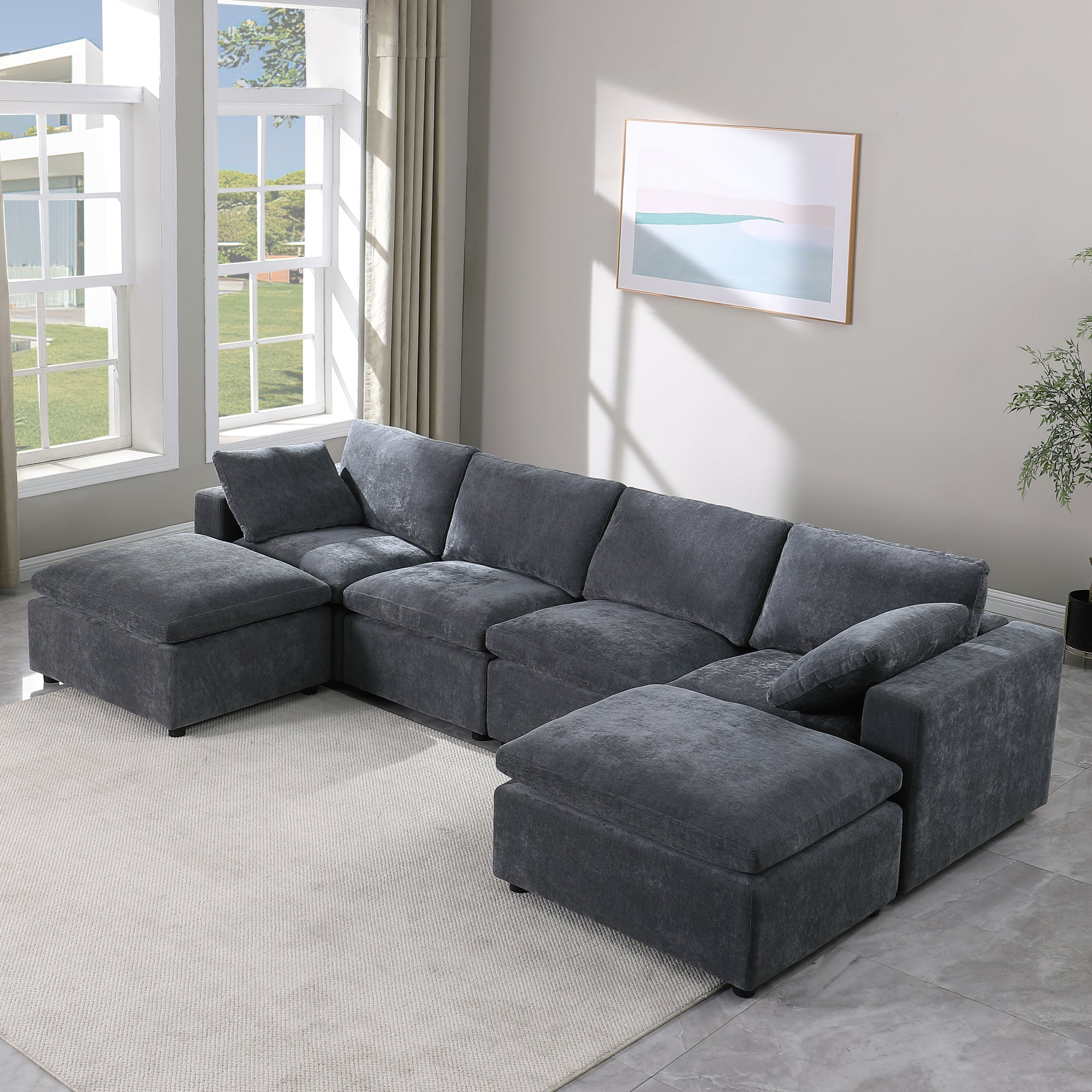 Montreal U-Shaped Modular Sofa in Grey