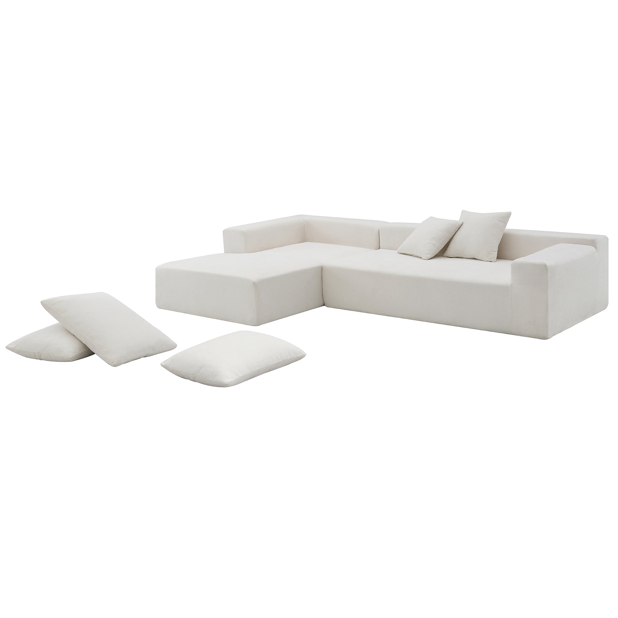 Addis 4-Seat Modular Convertible Sofa in Cream