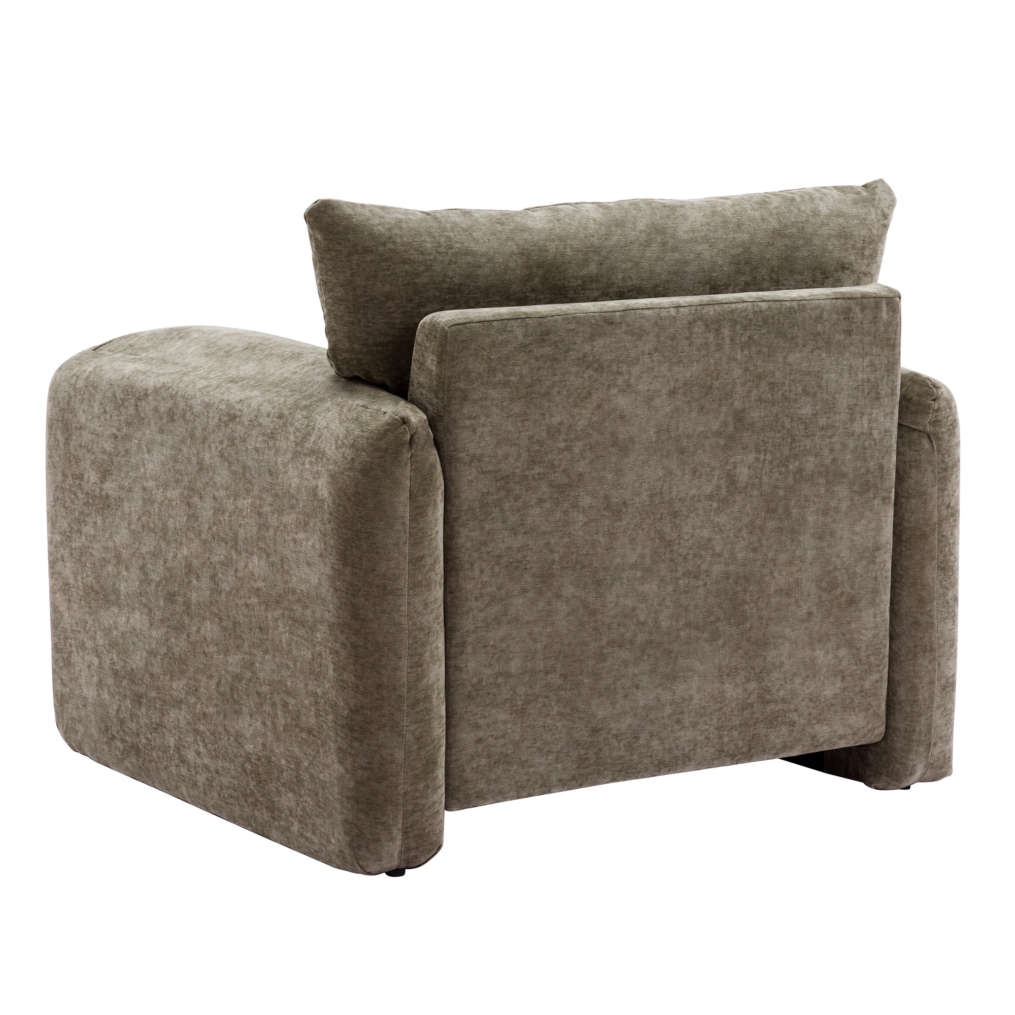 Modern Chenille Oversized Armchair In Matcha Green