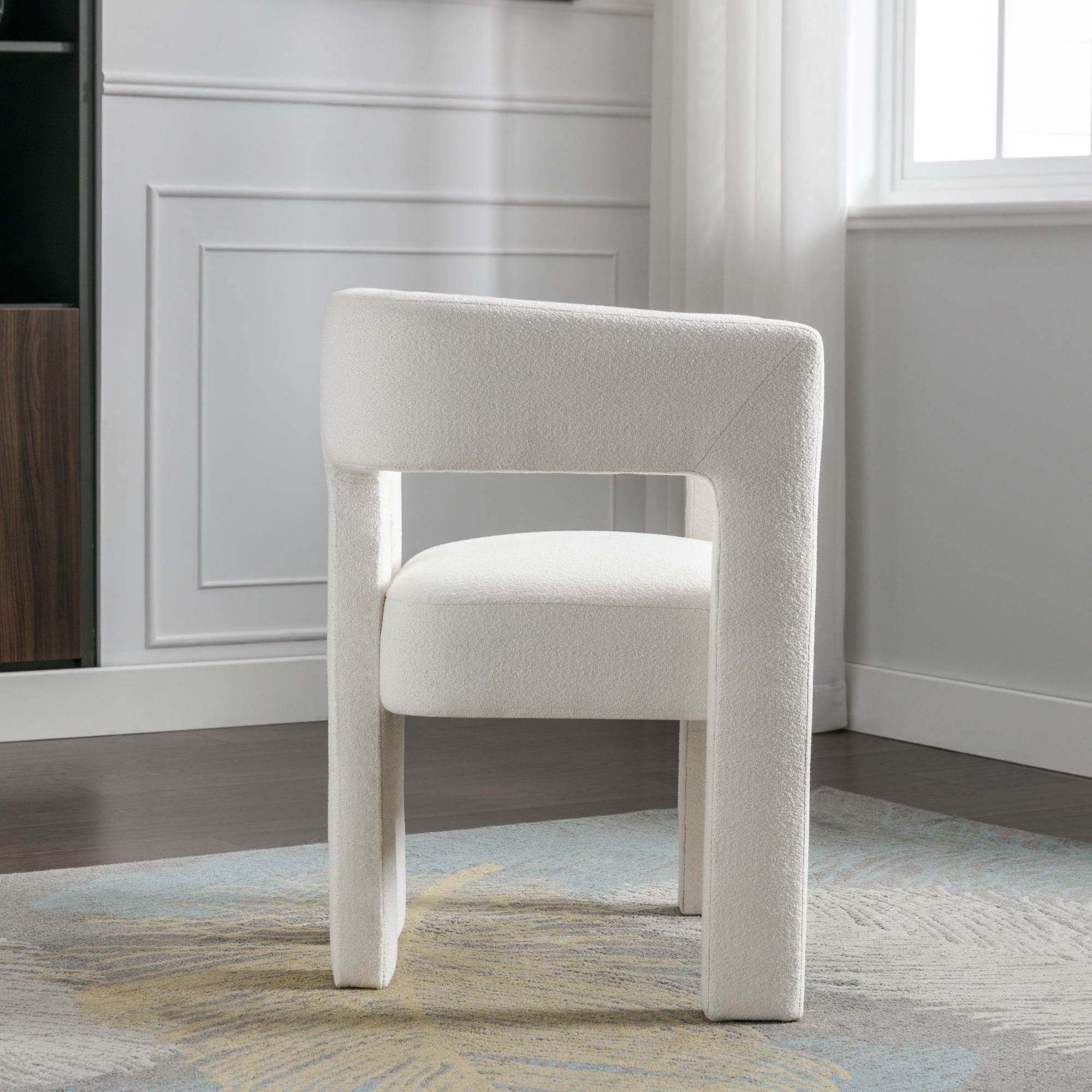 Contemporary Beige Fabric Upholstered Accent Chair