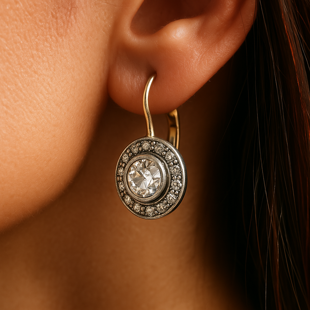 Elegant zirconia vintage earrings in silver