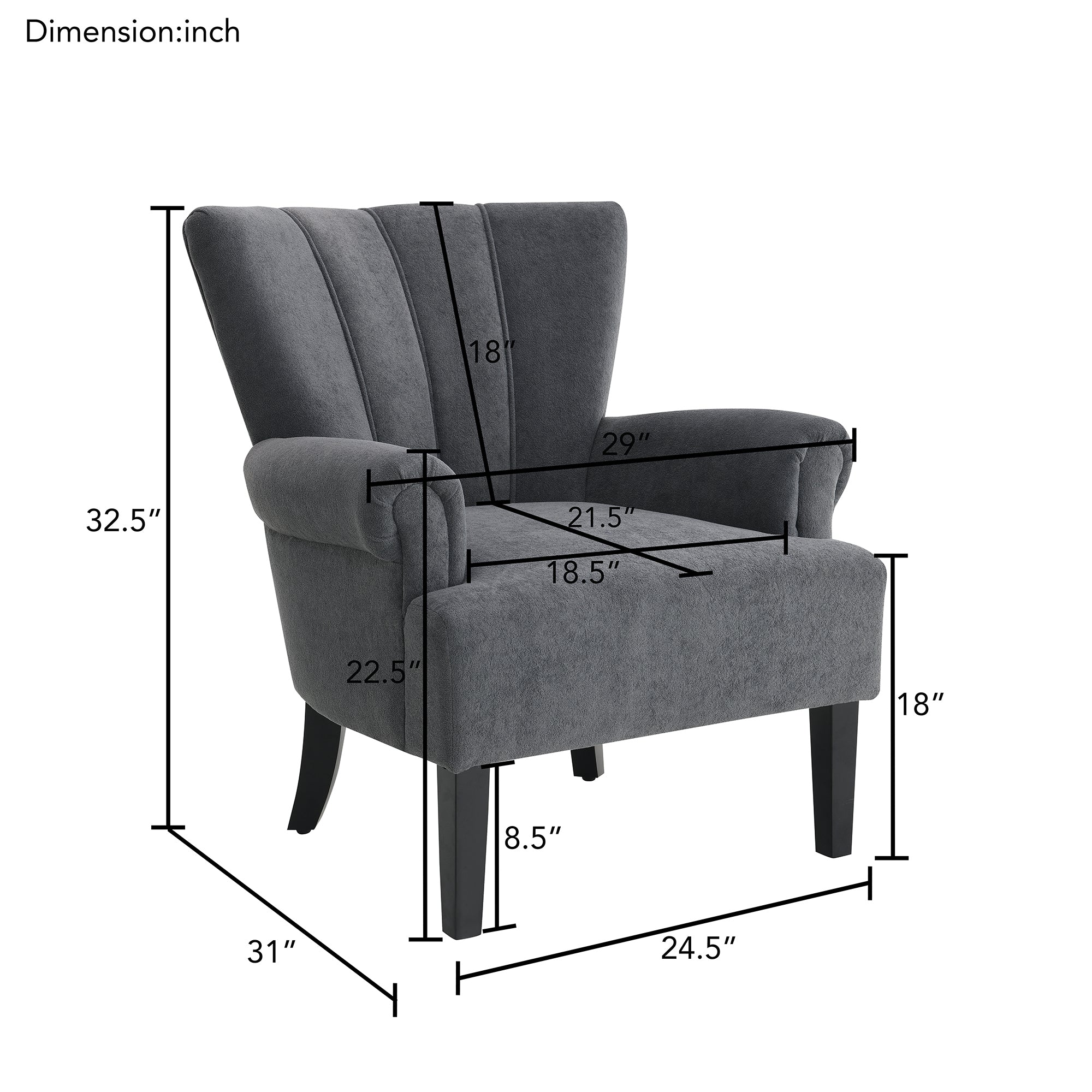 Dark Gray Modern Accent Living Room Chairs