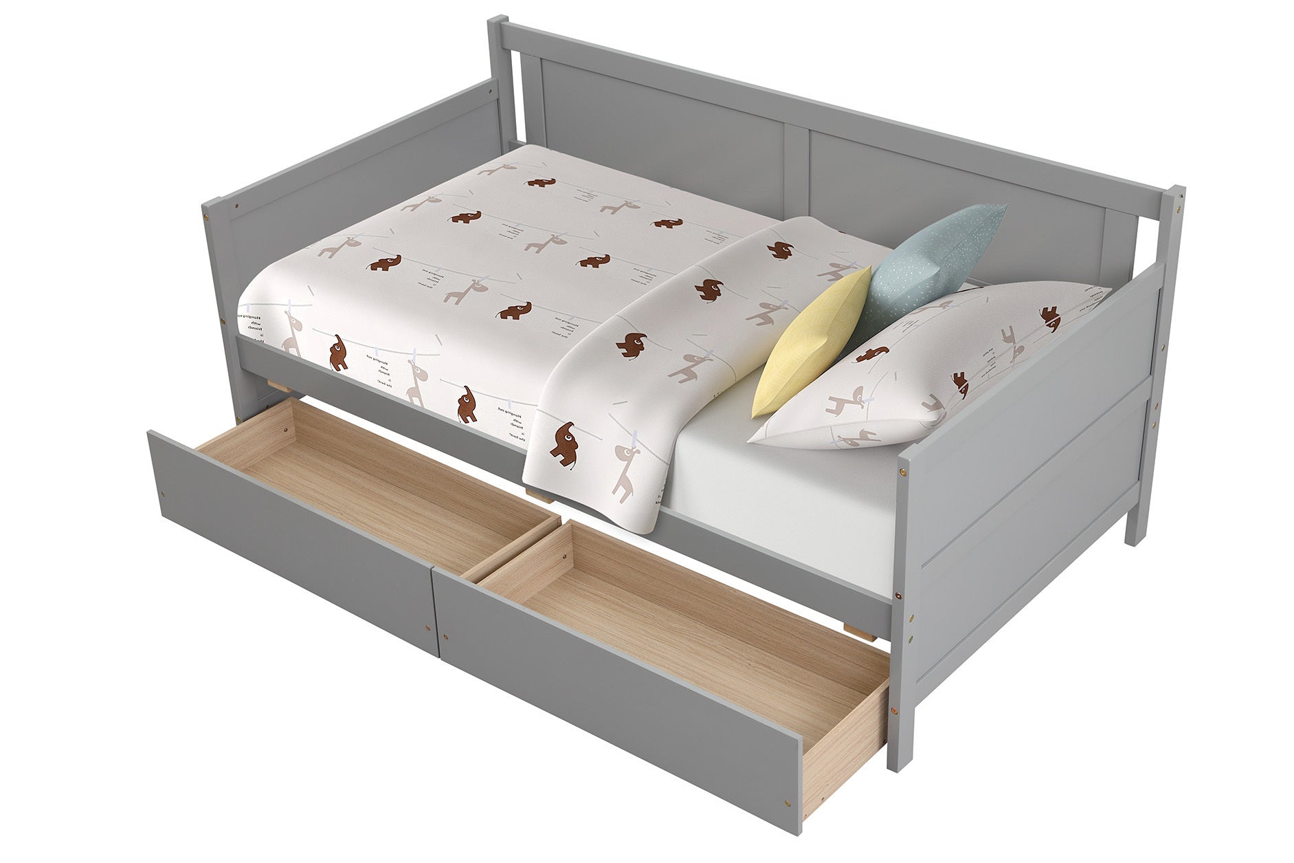 Gray Twin Daybed with Storage Drawers