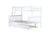 White Twin Over Full Rubber Wood Bunk Bed with Trundle, Detachable Ladder, and Guardrails