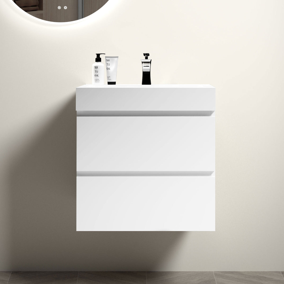 Large Storage Wall Mounted Floating Bathroom Vanity U005-Alice24-201 Alice 24&#39; White Bathroom Vanity with One-Piece Sink Basin In White