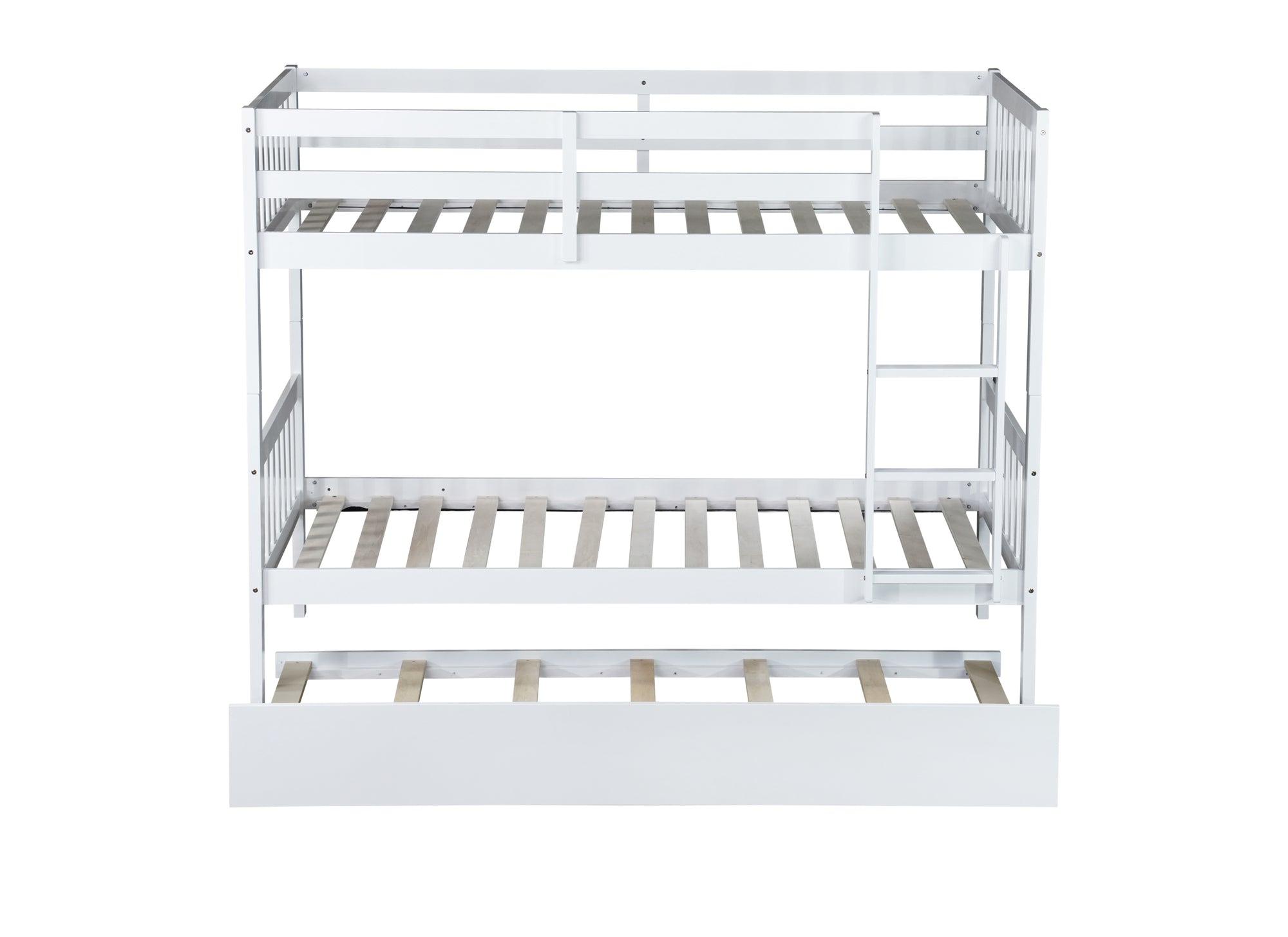 Convertible Twin Over Twin Rubber Wood Bunk Bed with Trundle