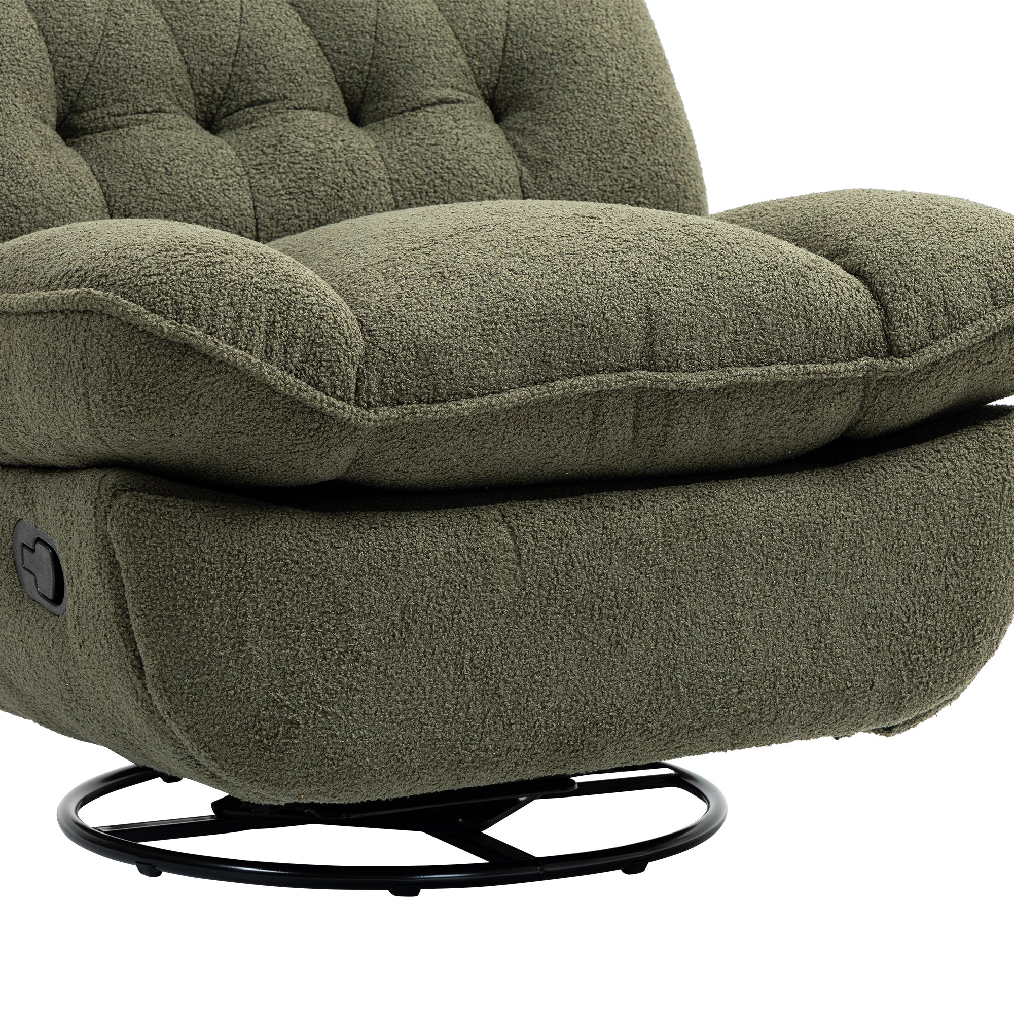 Army Green Upholstered Push-Back Recliner with Glider & Swivel